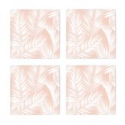 palm leaves - white on blush, small. silhuettes tropical forest white blush light pink hot summer palm plant tree leaves fabric wallpaper giftwrap