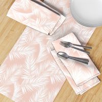 palm leaves - white on blush, small. silhuettes tropical forest white blush light pink hot summer palm plant tree leaves fabric wallpaper giftwrap