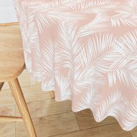 palm leaves - white on blush, small. silhuettes tropical forest white blush light pink hot summer palm plant tree leaves fabric wallpaper giftwrap