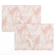 palm leaves - white on blush, small. silhuettes tropical forest white blush light pink hot summer palm plant tree leaves fabric wallpaper giftwrap