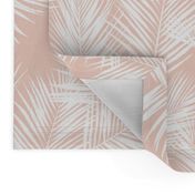 palm leaves - white on blush, small. silhuettes tropical forest white blush light pink hot summer palm plant tree leaves fabric wallpaper giftwrap