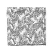 palm leaves - gray on white, small. silhuettes tropical forest gray white hot summer palm plant tree leaves fabric wallpaper giftwrap