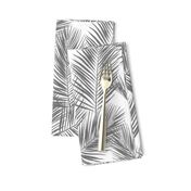 palm leaves - gray on white, small. silhuettes tropical forest gray white hot summer palm plant tree leaves fabric wallpaper giftwrap