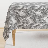 palm leaves - gray on white, small. silhuettes tropical forest gray white hot summer palm plant tree leaves fabric wallpaper giftwrap