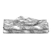 palm leaves - gray on white, small. silhuettes tropical forest gray white hot summer palm plant tree leaves fabric wallpaper giftwrap