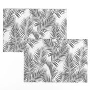 palm leaves - gray on white, small. silhuettes tropical forest gray white hot summer palm plant tree leaves fabric wallpaper giftwrap