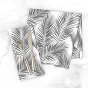 palm leaves - gray on white, small. silhuettes tropical forest gray white hot summer palm plant tree leaves fabric wallpaper giftwrap