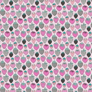 Strawberries Strawberry Geometric in Pink Tiny Small