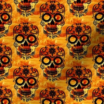 skulls on fire