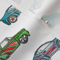  Little Toy Cars in Watercolor on Clean White