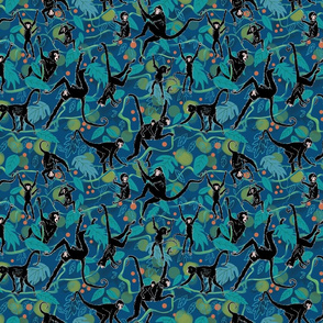 Spider Monkeys on Blue