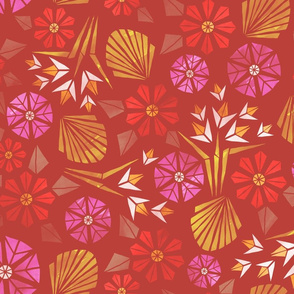 Papercut Flowers warm palette