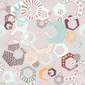 Hexagons Seamless Repeating Pattern on Purple