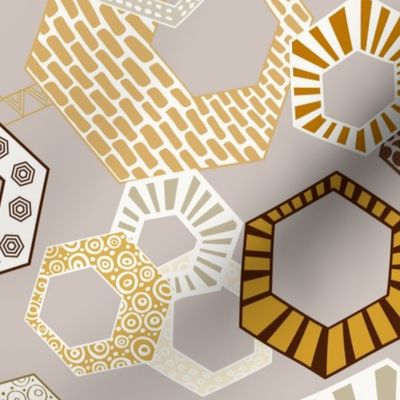 Hexagons Seamless Repeating Pattern on Brown