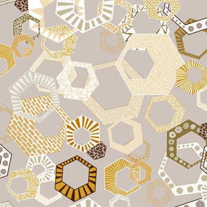 Hexagons Seamless Repeating Pattern on Brown