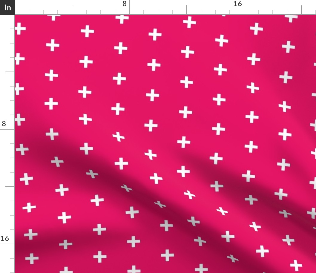  Swiss Cross - fuchsia and white