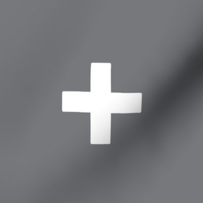 Large  Swiss Cross - White on Gray - 
