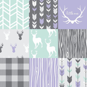 Patchwork Deer- lilac,mint,grey - Edited with plaid