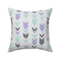 Arrow Feathers - Mint, lilac, grey, on silver