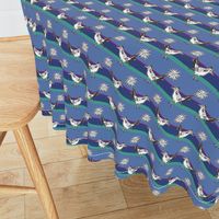 Roadrunner on blue stripes | small