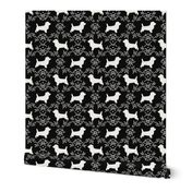 Cairn Terrier florals dog breed silhouette fabric black