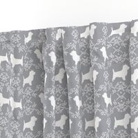Cairn Terrier florals dog breed silhouette fabric grey
