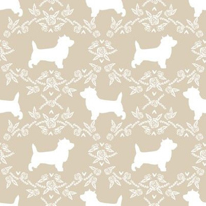 Cairn Terrier florals dog breed silhouette fabric sand