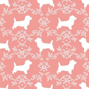 Cairn Terrier florals dog breed silhouette fabric sweet pink