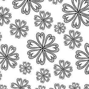 Black and White Floral 05