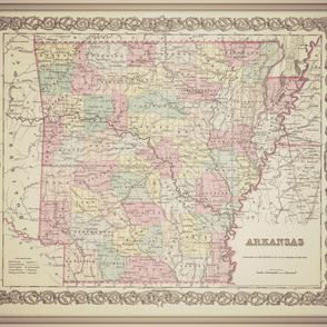 Arkansas vintage map, large
