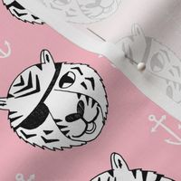 pirate tiger fabric // childrens kids design cute childrens character illustration by andrea lauren - pink