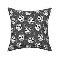 pirate tiger fabric // childrens kids design cute childrens character illustration by andrea lauren - charcoal