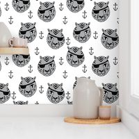 pirate tiger fabric // childrens kids design cute childrens character illustration by andrea lauren - grey