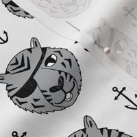 pirate tiger fabric // childrens kids design cute childrens character illustration by andrea lauren - grey