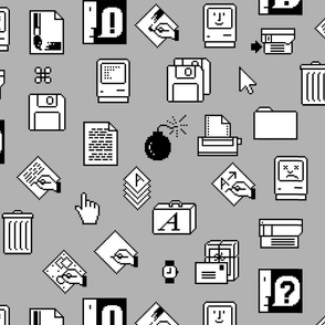 Large Gray Retro Apple Iconography