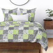 Little One Quilt - Sherwood Forest - Rotated - Apple green and grey Wholecloth quilt