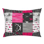 Wholecloth Quilt - Rotated - Fuchsia, black, gray and white Woodland Wholecloth Quilt - 