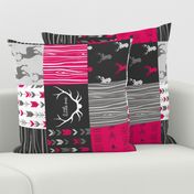 Wholecloth Quilt - Rotated - Fuchsia, black, gray and white Woodland Wholecloth Quilt - 