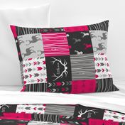 Wholecloth Quilt - Rotated - Fuchsia, black, gray and white Woodland Wholecloth Quilt - 