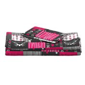 Wholecloth Quilt - Rotated - Fuchsia, black, gray and white Woodland Wholecloth Quilt - 