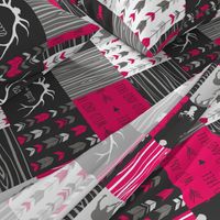 Wholecloth Quilt - Rotated - Fuchsia, black, gray and white Woodland Wholecloth Quilt - 