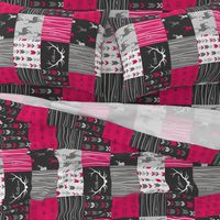 Wholecloth Quilt - Rotated - Fuchsia, black, gray and white Woodland Wholecloth Quilt - 