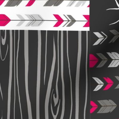 Wholecloth Quilt - Rotated - Fuchsia, black, gray and white Woodland Wholecloth Quilt - 