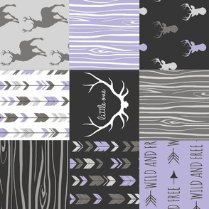 Patchwork Deer - Lilac, Grey and Black - Rotated