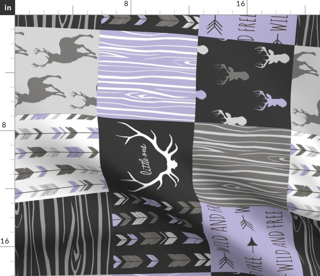 Patchwork Deer - Lilac, Grey and Black - Rotated