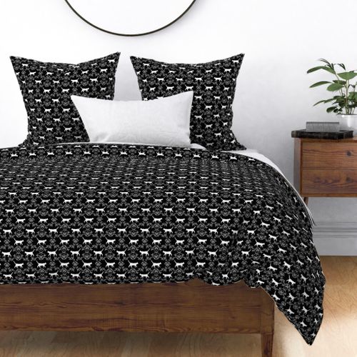 Cat florals silhouette cats pattern black