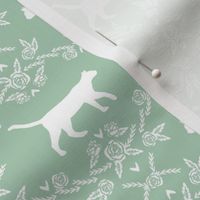 Cat florals silhouette cats pattern mint