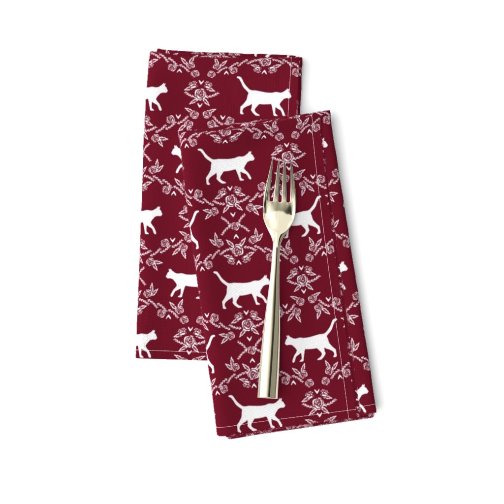 Cat florals silhouette cats pattern ruby