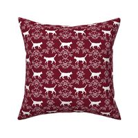 Cat florals silhouette cats pattern ruby