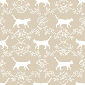 Cat florals silhouette cats pattern sand